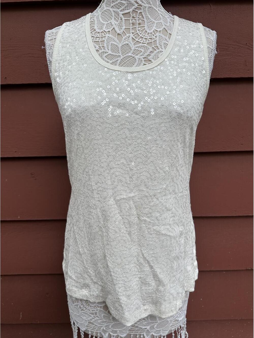 Roz & Ali Gray Sequin‎ Tank Top Y2K Glam Party